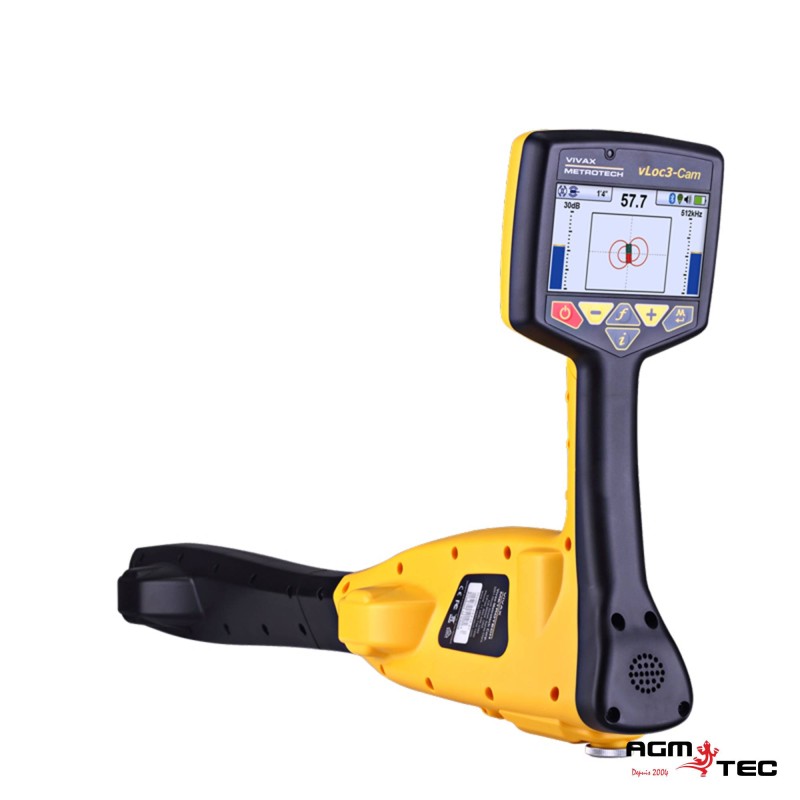 Localisateur vLoc3-Cam avec sonde pour caméra de poussée d'assainissement, tenu en main sur chantier